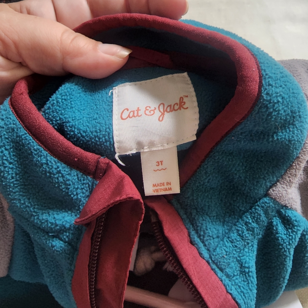 Gray colorblocked microfleece 2pc outfit - Picture 3 of 4